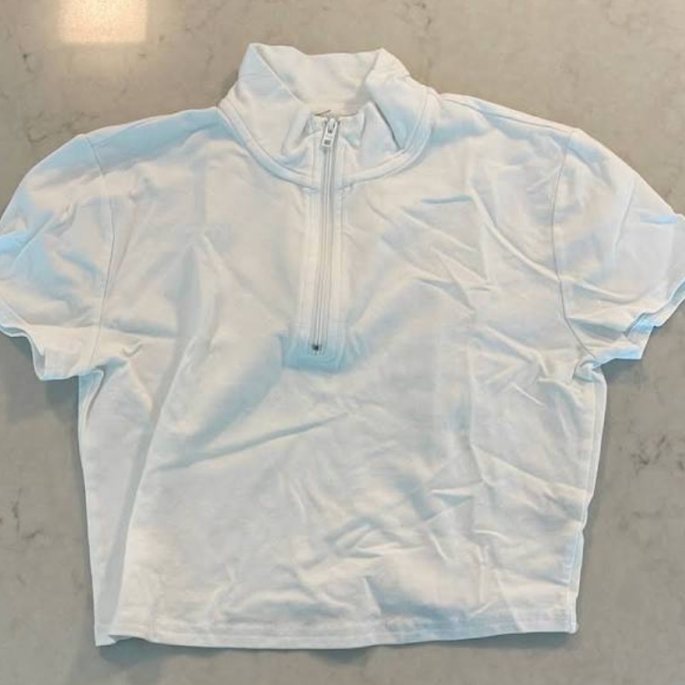 TNA White Tee with Quarter Zip